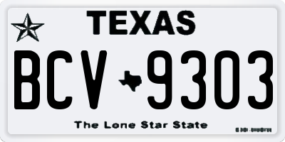 TX license plate BCV9303