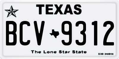 TX license plate BCV9312