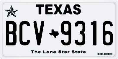TX license plate BCV9316
