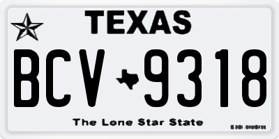 TX license plate BCV9318