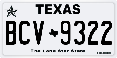 TX license plate BCV9322