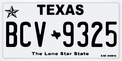 TX license plate BCV9325