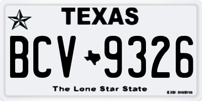 TX license plate BCV9326