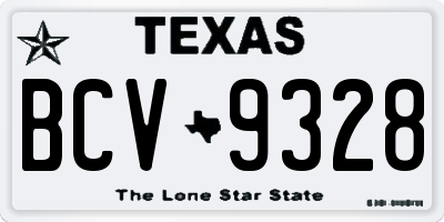 TX license plate BCV9328