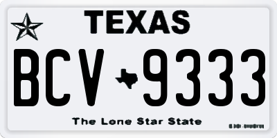 TX license plate BCV9333