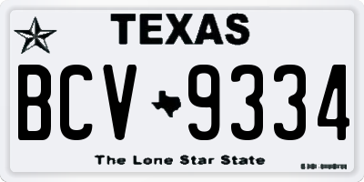 TX license plate BCV9334