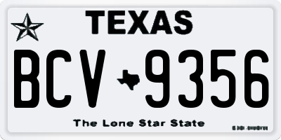 TX license plate BCV9356
