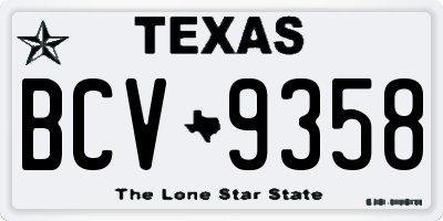 TX license plate BCV9358