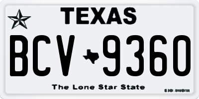 TX license plate BCV9360