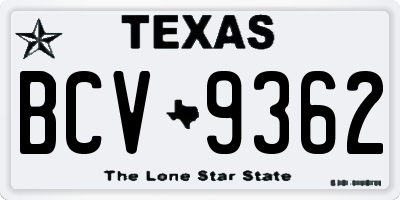 TX license plate BCV9362