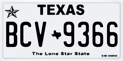 TX license plate BCV9366