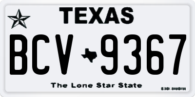 TX license plate BCV9367