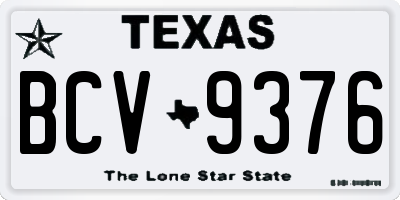 TX license plate BCV9376