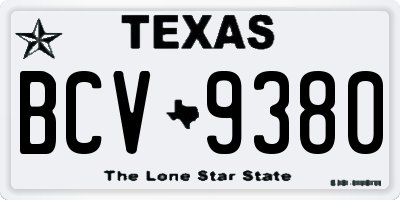 TX license plate BCV9380