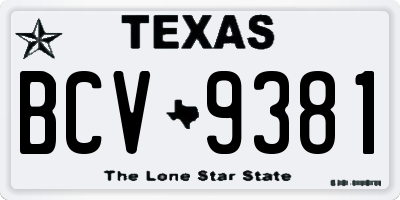 TX license plate BCV9381