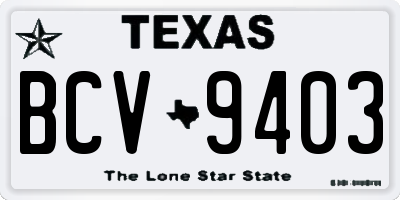 TX license plate BCV9403