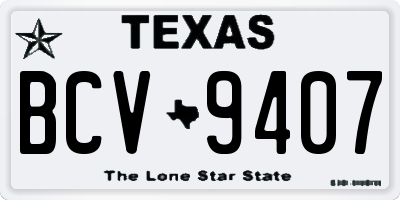 TX license plate BCV9407
