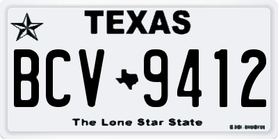 TX license plate BCV9412
