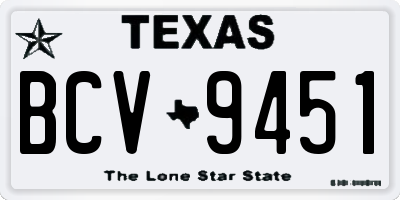 TX license plate BCV9451