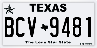 TX license plate BCV9481
