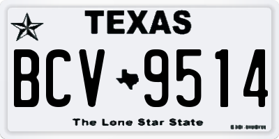 TX license plate BCV9514