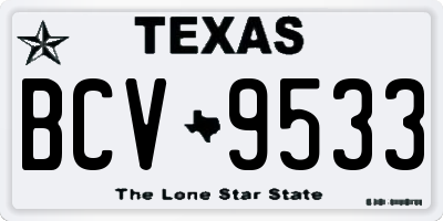 TX license plate BCV9533