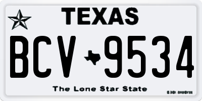 TX license plate BCV9534