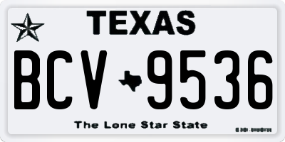TX license plate BCV9536