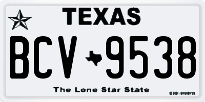TX license plate BCV9538