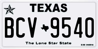 TX license plate BCV9540