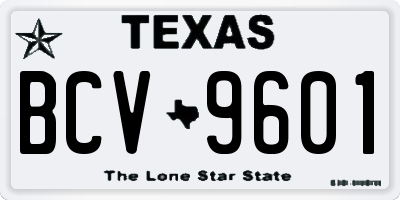 TX license plate BCV9601