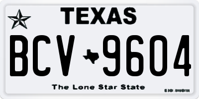 TX license plate BCV9604