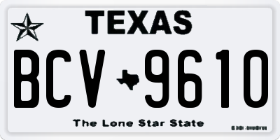 TX license plate BCV9610
