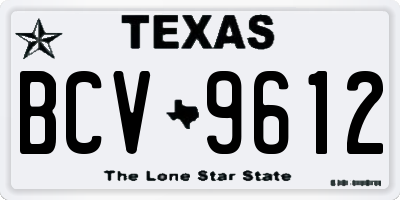 TX license plate BCV9612