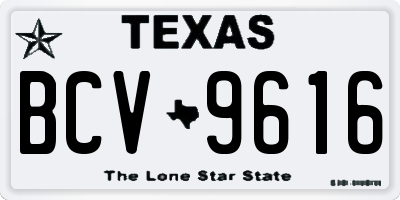 TX license plate BCV9616