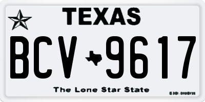 TX license plate BCV9617