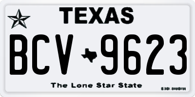 TX license plate BCV9623