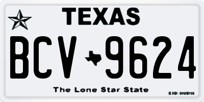 TX license plate BCV9624
