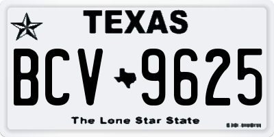 TX license plate BCV9625