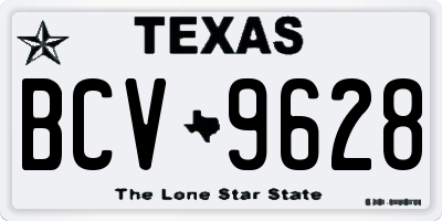 TX license plate BCV9628