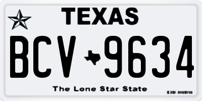 TX license plate BCV9634