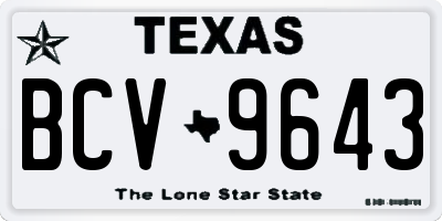 TX license plate BCV9643