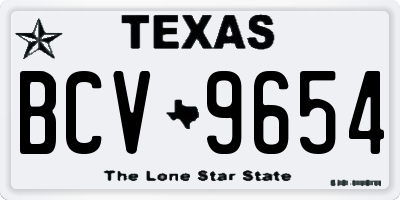 TX license plate BCV9654