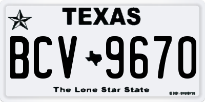 TX license plate BCV9670