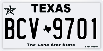 TX license plate BCV9701