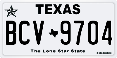 TX license plate BCV9704