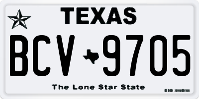 TX license plate BCV9705