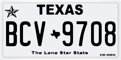 TX license plate BCV9708