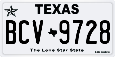 TX license plate BCV9728