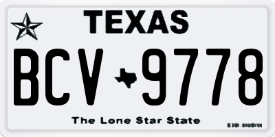 TX license plate BCV9778